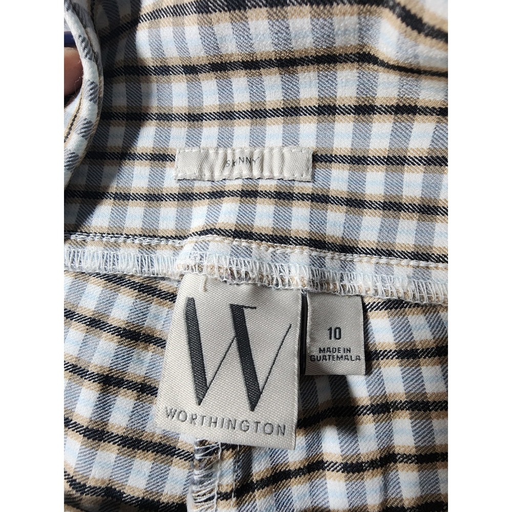Worthington Women's Straight Leg Pants, Size 10, Blue Plaid 29" Inseam, Fitted - Picture 3 of 6